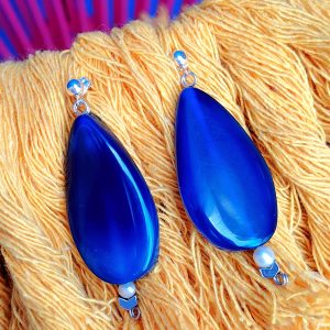 ARETES CON GOTAS DE AGATA  AZUL